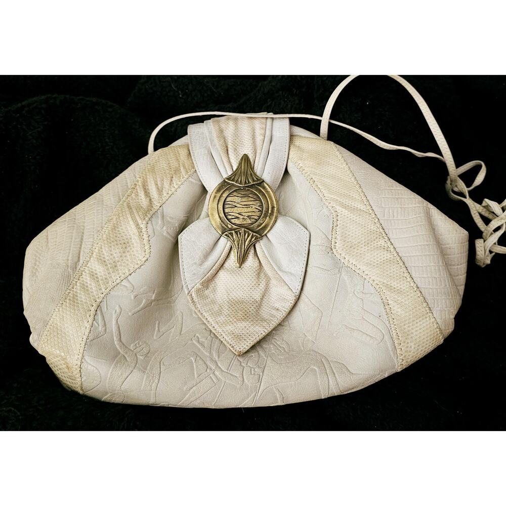 Vintage Sharif Leather & Snake Skin Clutch Bag